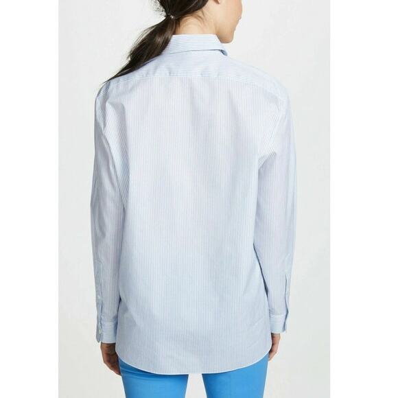 Theory NWT White & Blue Multi Katsu Stripe Classic Menswear Button Down Shirt - Picture 2 of 9